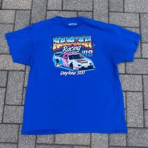 NASCAR Racing Daytona 500 Graphic T-Shirt Blue Short Sleeve XL